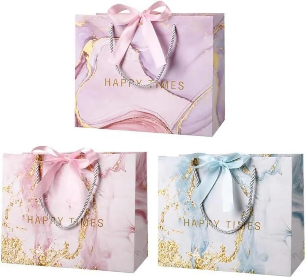 Set 3 Buste Regalo Marmo 25x20x12cm | Soluzione Veloce Elegante