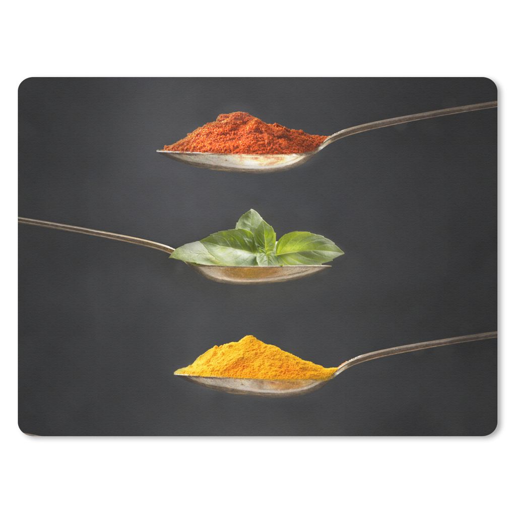 MuchoWow Mauspad Mousepad Kräuter - Löffel - Gewürze - Schwarz - Italienisch 40x30 cm - Mousepads - Maus Mat - Pad - Mausunterlage - Anti Rutsch