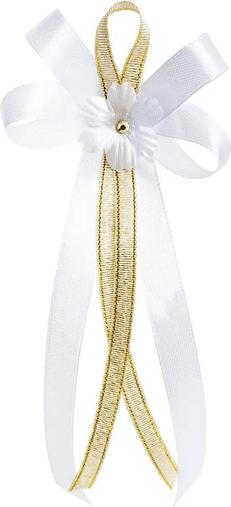 Kerzendekoration Blume Weiß mit Zirkonia, goldenem Produktbild 