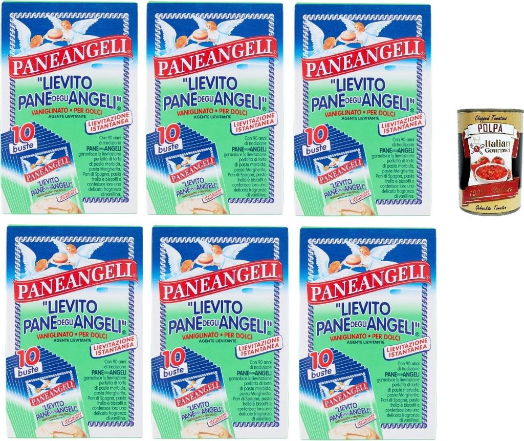Paneangeli Lievito Pane degli Angeli Vaniglinato, Dolcious Hefe, Heasting Agent, sofortige Hefe mit zartem Duft von Vanillin, Vegan und Gluten -fre...