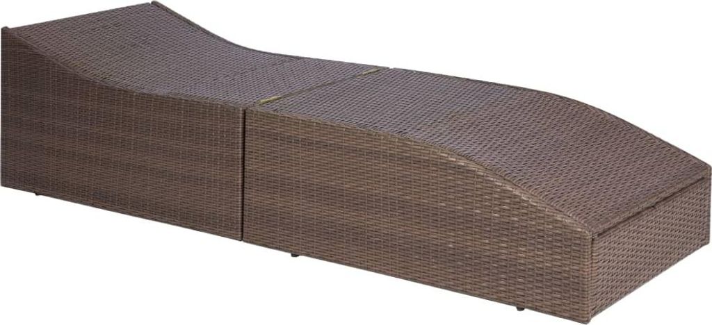 vidaXL Sonnenliege mit Polsterauflage Poly Rattan Braun
