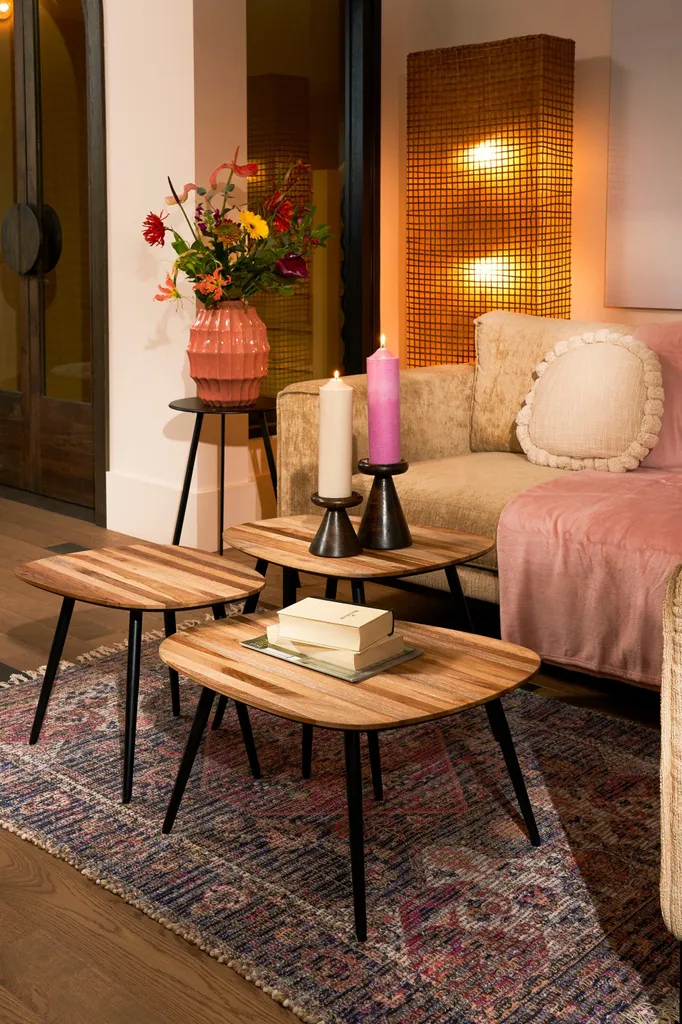 Mica Decorations Jailey Table d'appoint en bois marron - Set de 3 pièces - 3