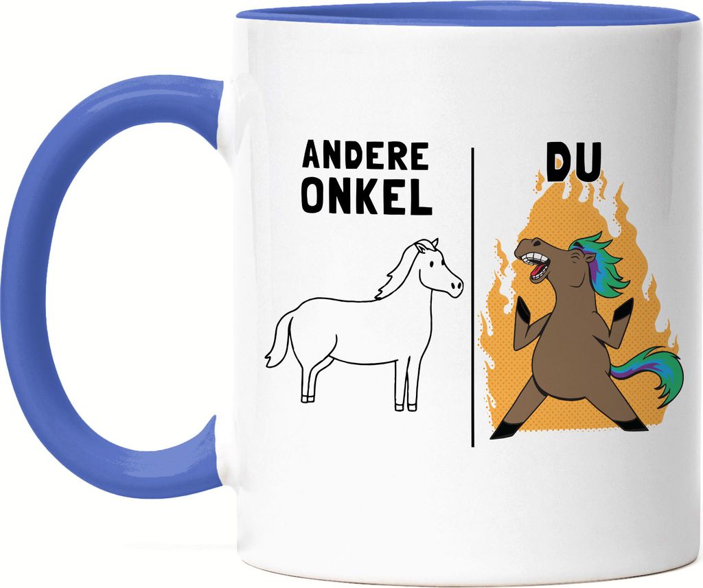 Andere Onkel Du Tasse Blau Einhorn Pferd Feuer Dankeschön Geschenkidee Lustig Humor
