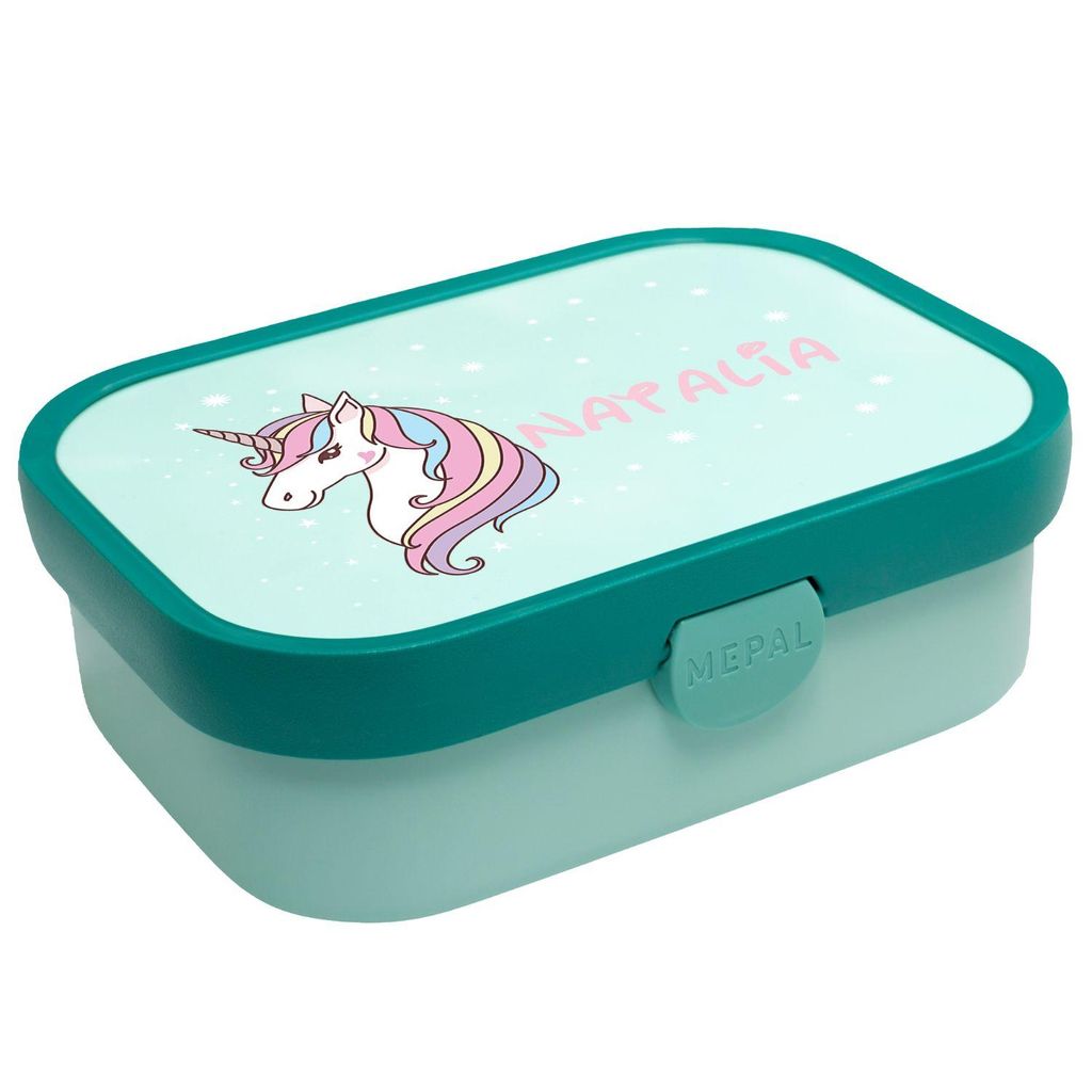 Personalisierte Brotdose mit Namen Strahlender Einhorn Große und praktische Brotdose für Kinder Wunderschöne Lunchbox für Mädchen und Jungen m...