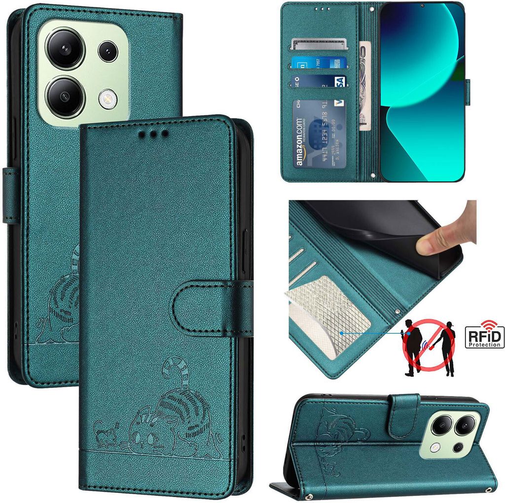 Leder Hülle für Xiaomi Redmi Note 13 4G Süße Katze Flip Produktbild 