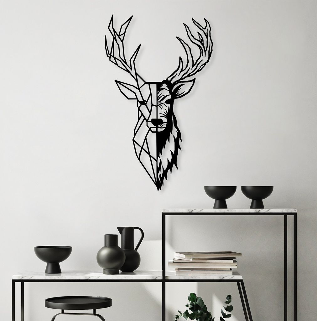 Wallity, Red Deer 2, nástěnná dekorace, černá, kov, 42 x 70 Obrázek produktu 