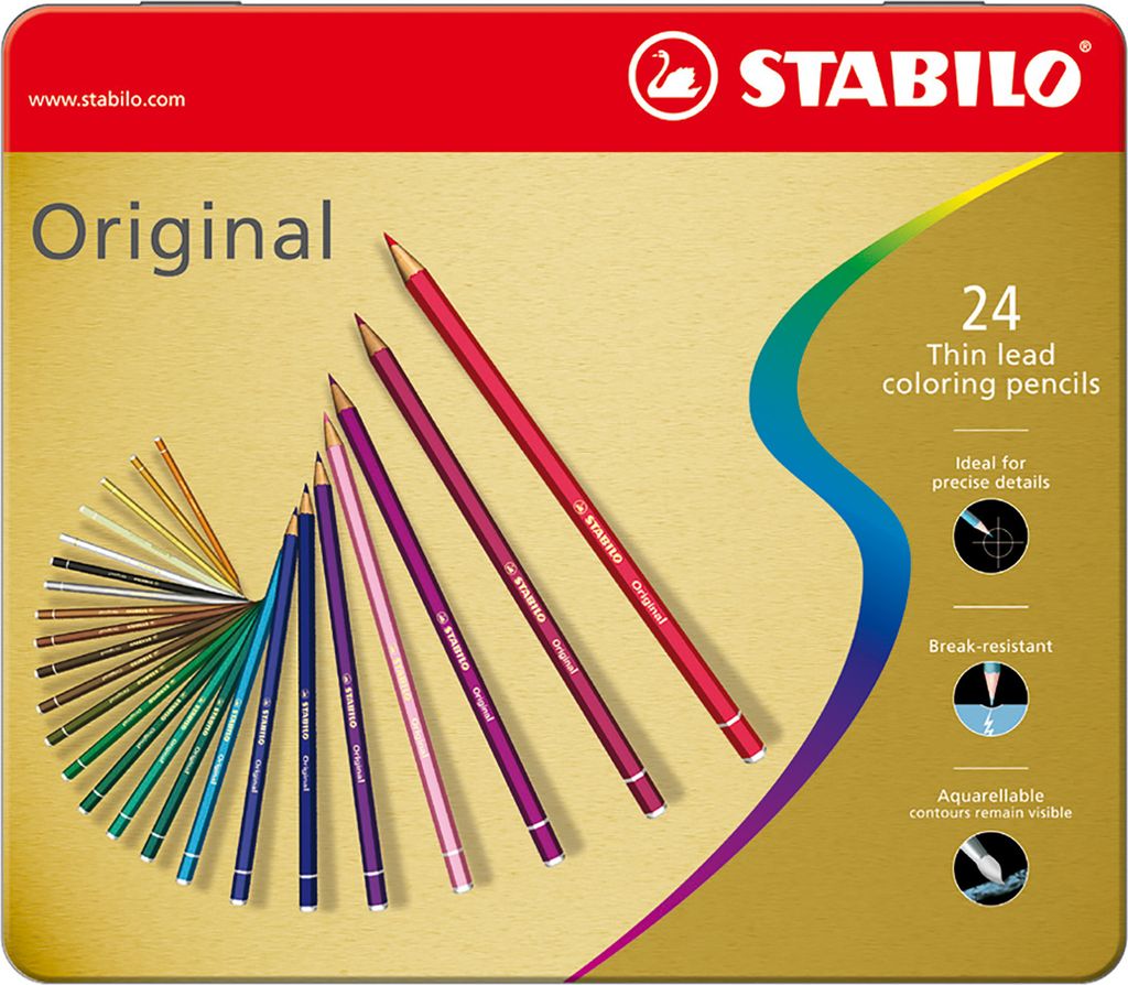 Premium-Buntstift - STABILO Original - 24er Metalletui - mit 24 verschiedenen Farben