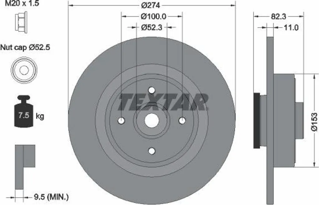 Disque de frein Textar 92141403 OE 7701206327 pour Scenic et Megane