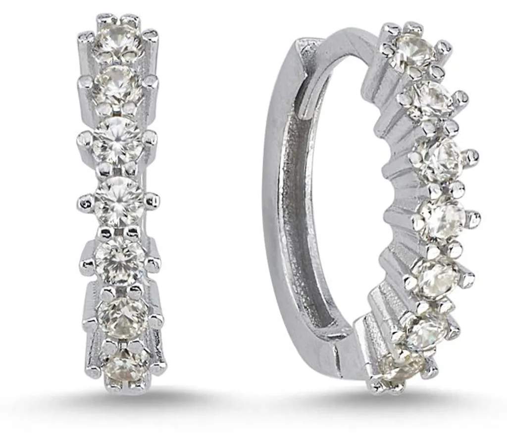 Boucles d'oreilles créoles 15 mm argent 925 et zircone pour un look chic