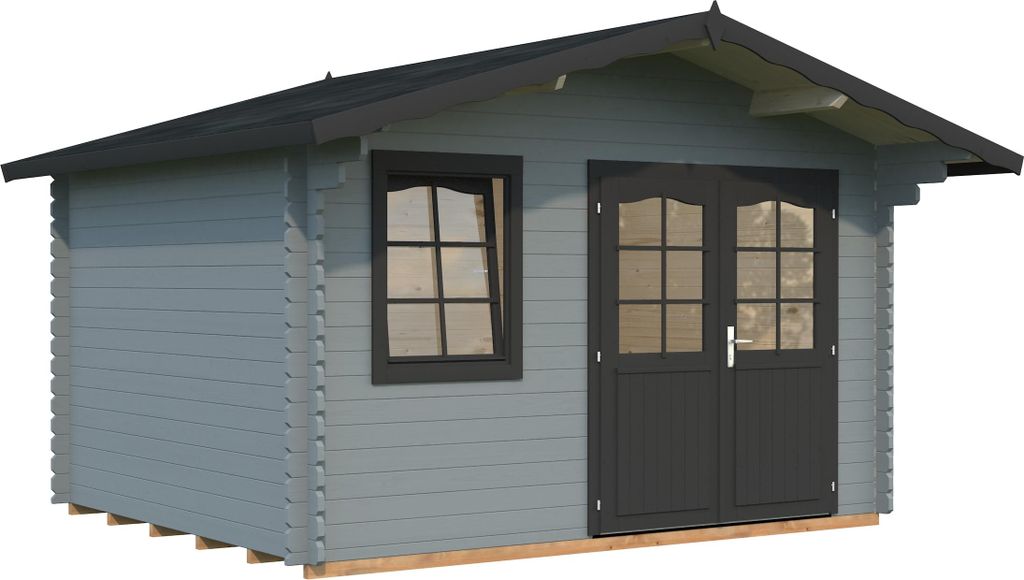 Gartenhaus Palmako Emma 10,4 m² inkl. Fußboden 426 x 380 cm hellgrau-anthrazit