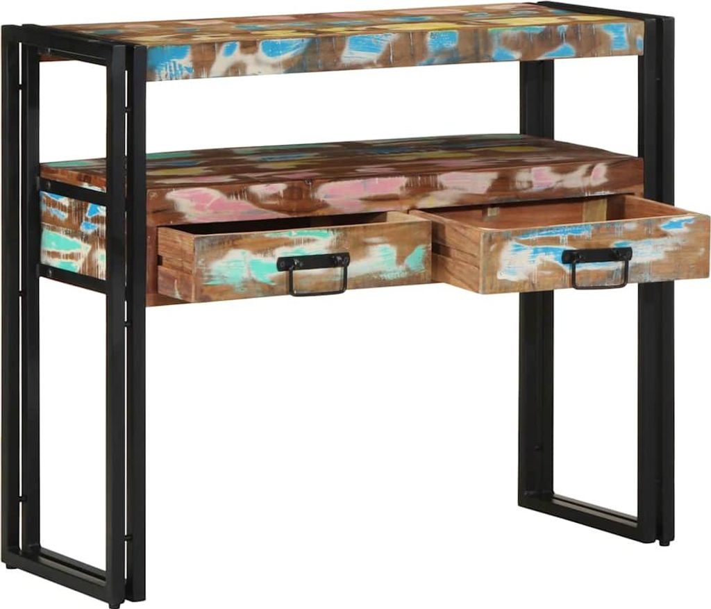 vidaXL Konsolentisch 90 x 33 x 75 cm Massives upgecyceltes Holz