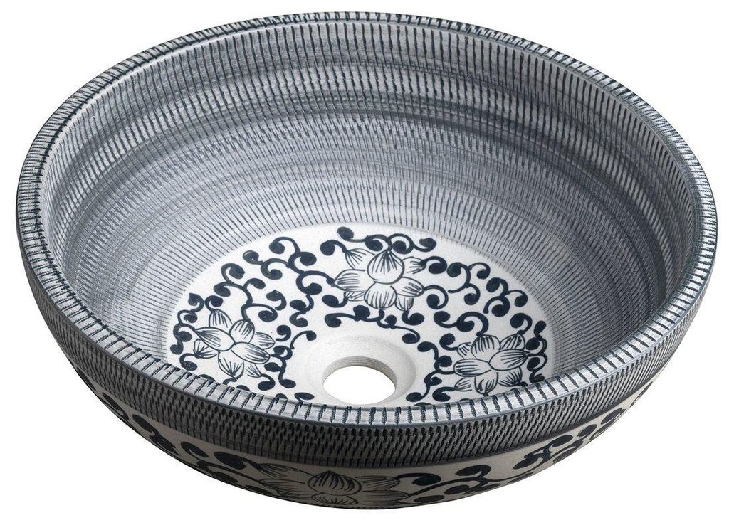 Sapho PRIORI Keramik-Waschtisch Ø 41 cm, blau mit Muster