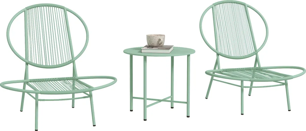 Set Mobili Giardino Outsunny Acciaio Verde 3 Pezzi Alta Resistenza