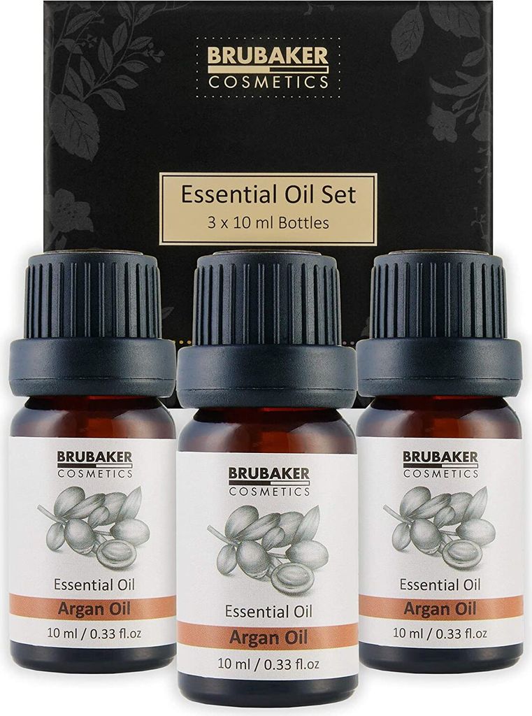 BRUBAKER 3er-Set Argan Öl - Gesundes Haar, Lange Wimpern & Tolles Hautbild - Ätherische Öle Geschenkset 3 x 10 ml Arganöl Naturrein & Vegan