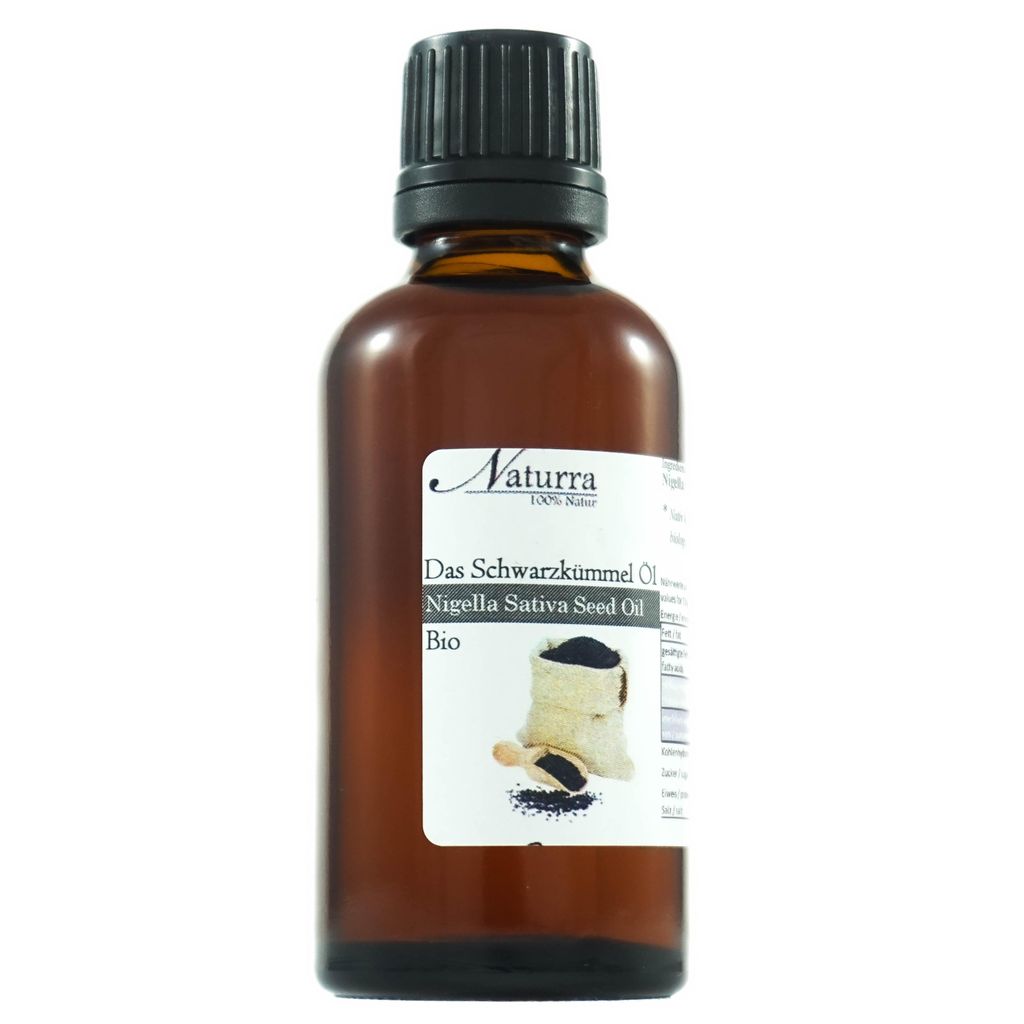Bio Schwarzkümmelöl 50 ml – kaltgepresst, unraffiniert, nativ – veganes Haut- & Haaröl, Premium Naturkosmetik von Naturra, feuchtigkeitsspen...
