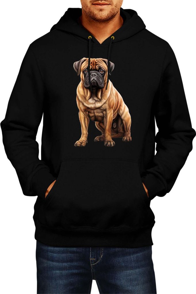 Herren Kapuzenpullover Dogs Breeds Bullmastiff Dog Breed 006, Man XL / Schwarz