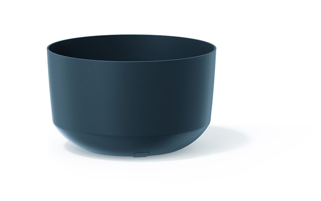 A dark gray planter pot is shown against a white background.