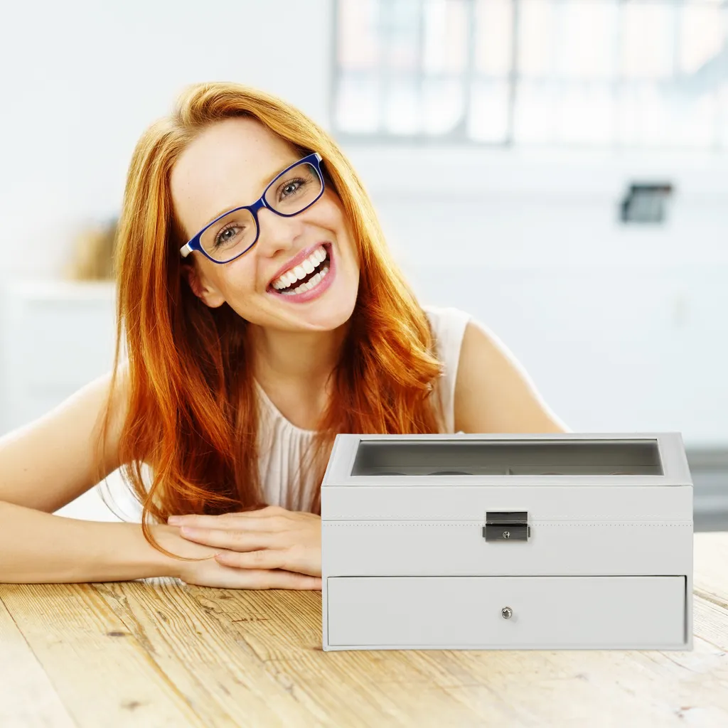 Coffret de rangement lunettes à 12 compartiments et doublure velours
