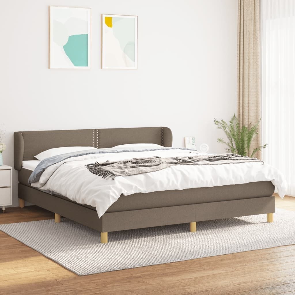 Design Möbel Boxspringbett mit Matratze Taupe 180x200 cm Stoff - 2024 Neu