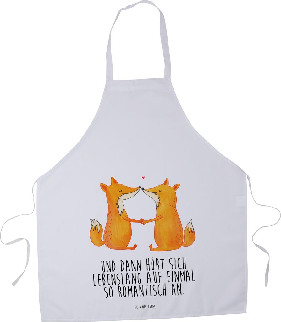 Mr. & Mrs. Panda Schürze Füchse Liebe - Weiß - Geschenk, Freund, Gastro-Schürze, Fox, Grillmeister-Schürze, Fuchs, Paar, Grillschürze, Küche...
