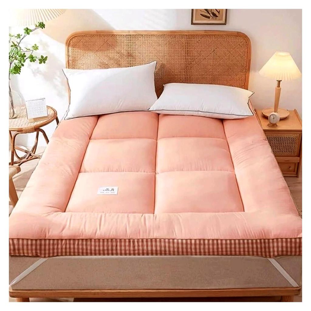 Japanische Futon-Matratze, faltbar, weich und atmungsaktiv, aufrollbares Bett für Studenten und Zuhause, druckreduzierend, blaues Karomuster, 180 ...