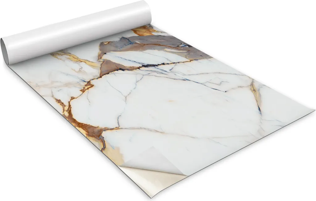 Pellicola autoadesiva per mobili - Pellicola decorativa - Mobili da tavolo - Tagliabile su misura - Motivo marmo chiaro - 100 x 50 cm