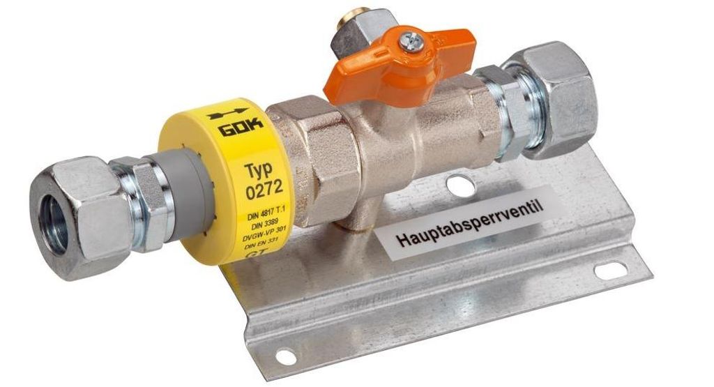 GOK Hauptabsperreinrichtung Typ 0272 mit T (TAE) zum Einbau und Sicherung von Flüssiggasanlagen, Variante:RVS 18 x RVS 18 DN 20