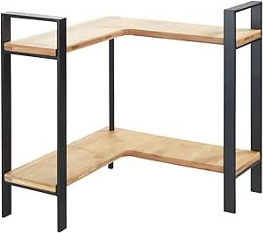 Küchen-Eckregal Mod. Lou, Organizer für die Arbeitsplatte, aus Metall und Bambus, 2 Etagen, 30 x 33 x 30 cm, Schwarz/Hellbraun