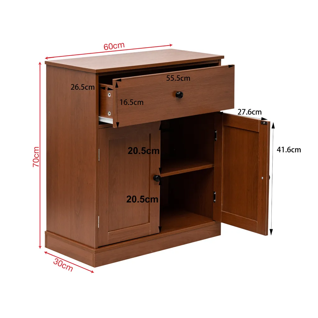Commode de Cuisine Marron et Buffet d'Entrée Compact avec Rangement Bas