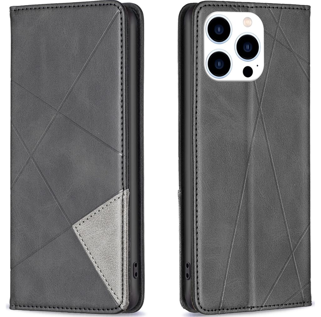 Mobigear Rhombus Slim iPhone 16 Pro Hülle Klapphülle - Schwarz
