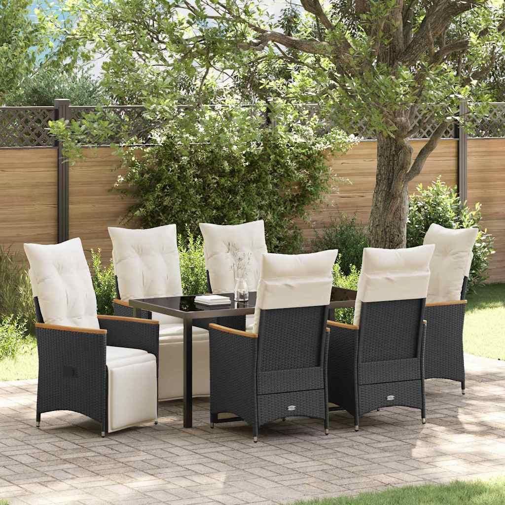 Maison Exclusive - Garten Essgruppe mit Kissen 7 pcs Schwarz Poly-Rattan
