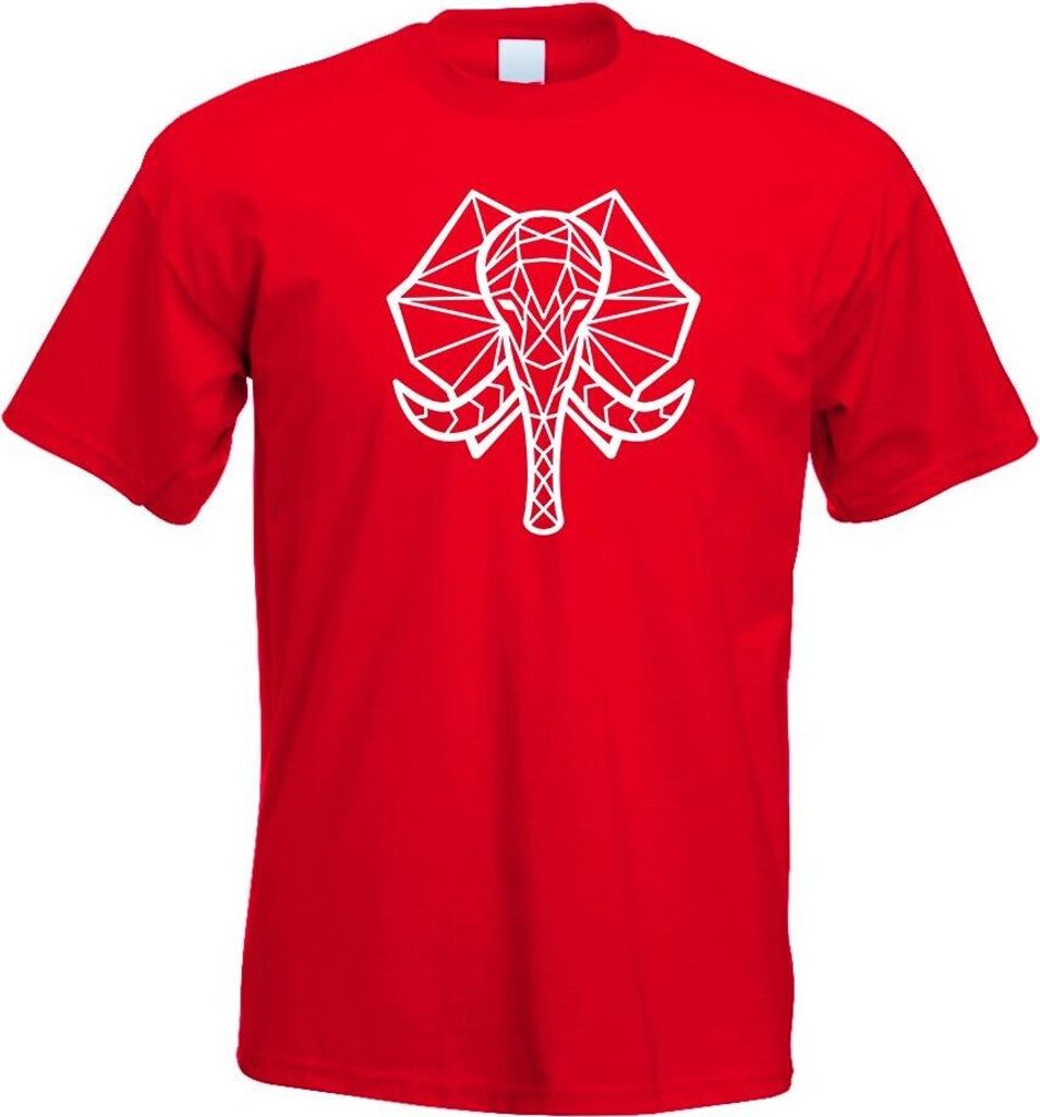 Kiwistar - T-Shirt - rot - Elefant Rüssel Polygon Motiv Bedruckt Funshirt Design Print - mit Motiv Bedruckt - Funshirt Design - Sport - Freizeit -...