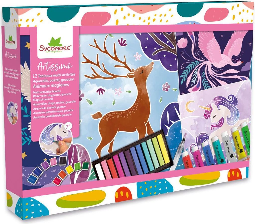 Künstler Set, Sycomore Artissimo XXL, Aquarell Pastell Acryl, 12 Märchenhafte Bilder, Ab 7 Jahren