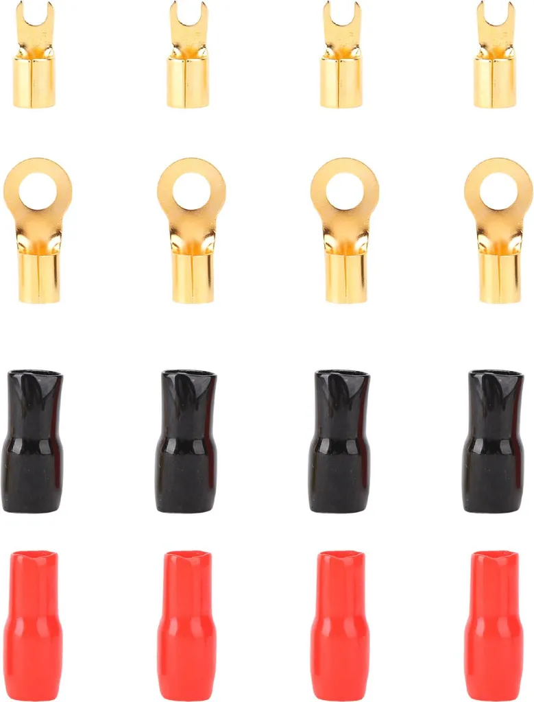 Connettori a Forcella Rame Calibro 4 | Spina Piatta Crimp Nero Rosso - 3