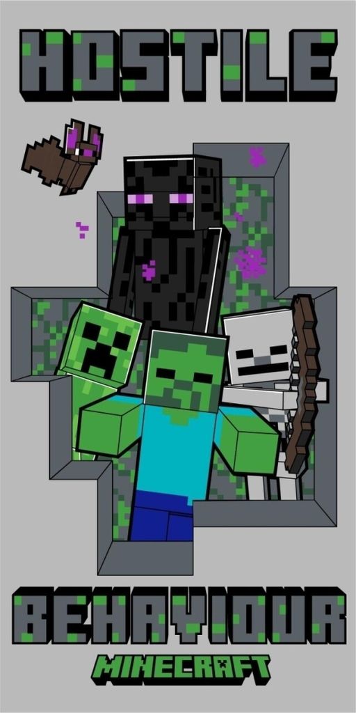 Jerry Fabrics Minecraft Feindseliges Verhalten Handtuch Produktbild 