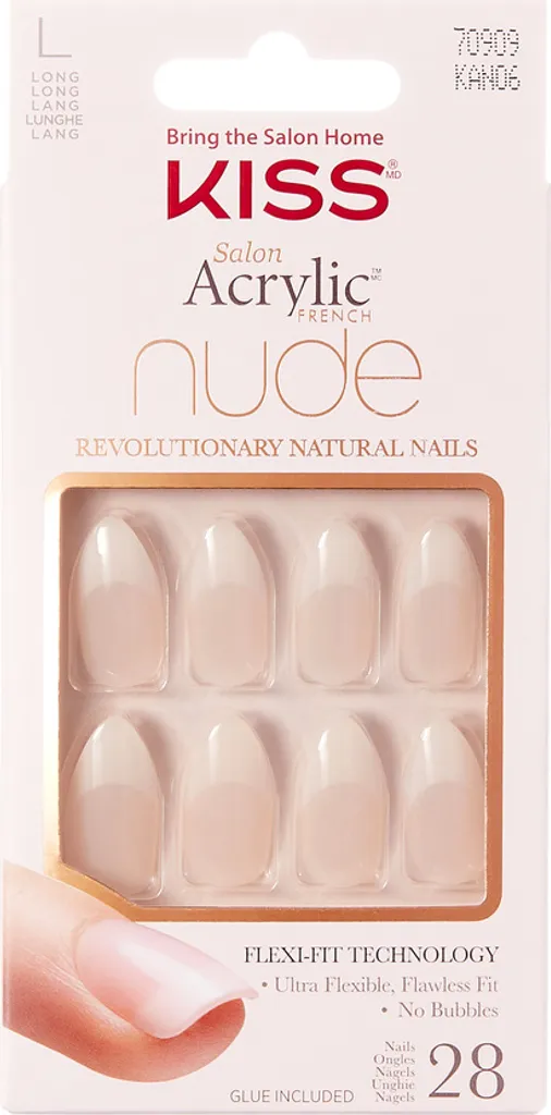KISS Salon Acrylic Ongles Longs Sensibility Fini Naturel Kit de 28 pcs