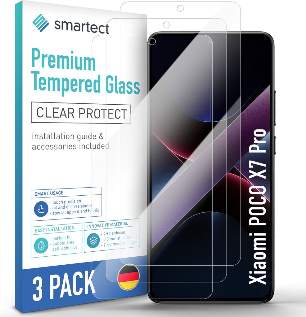 3x Schutzglas Panzerfolie Klar für Xiaomi Poco X7 Pro Produktbild 