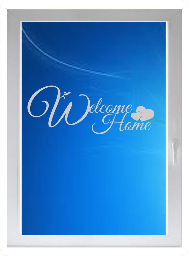 INDIGOS UG - welcome home - Farbe: silberfein satiniert - 60x23 cm - Sichtschutzfolie - Fensterfolie - Glasdekorfolie - für die Küche, Bad ans Fe...