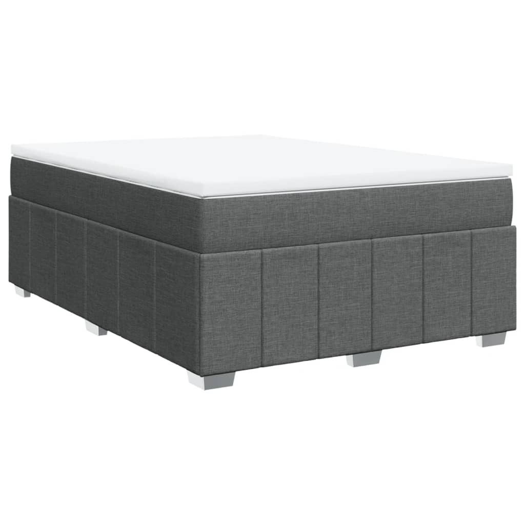 vidaXL Boxspringbett mit Matratze Dunkelgrau 140x190 cm Stoff