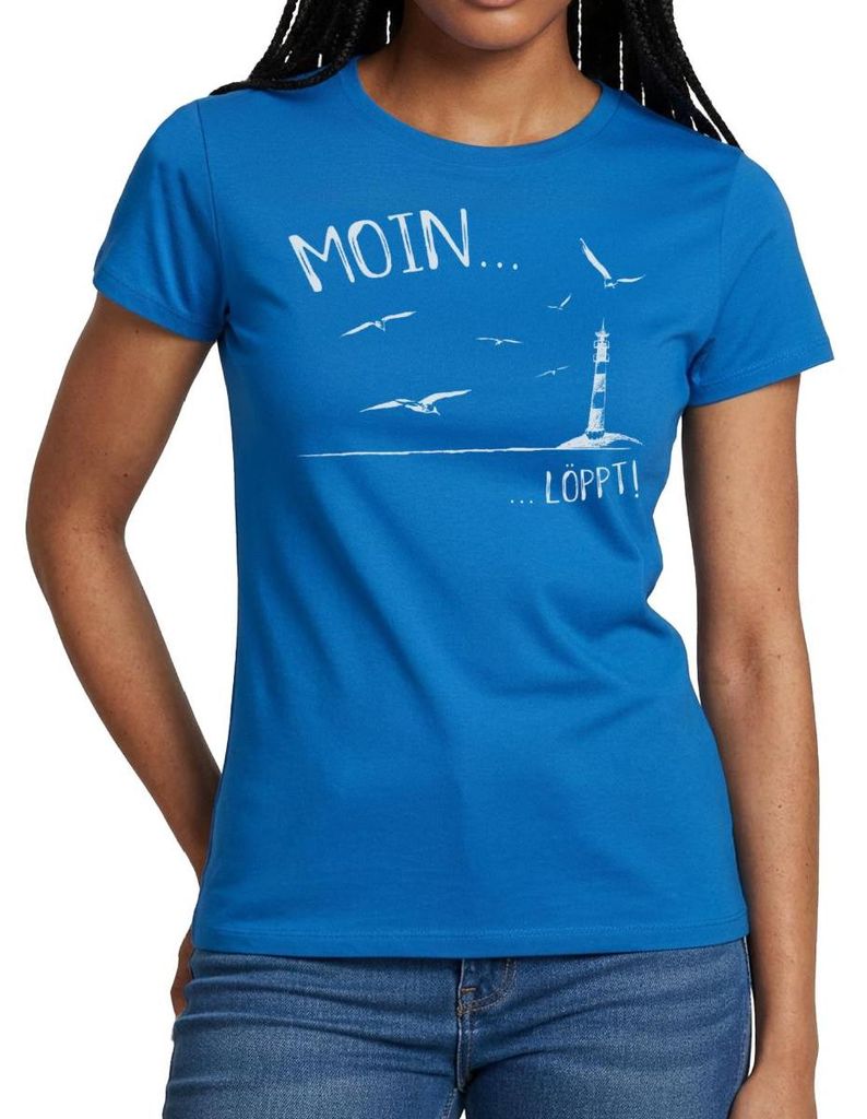 Spreadshirt Moin...Löppt Leuchtturm Küste Norddeutsch Frauen T-Shirt, XXL, Royalblau