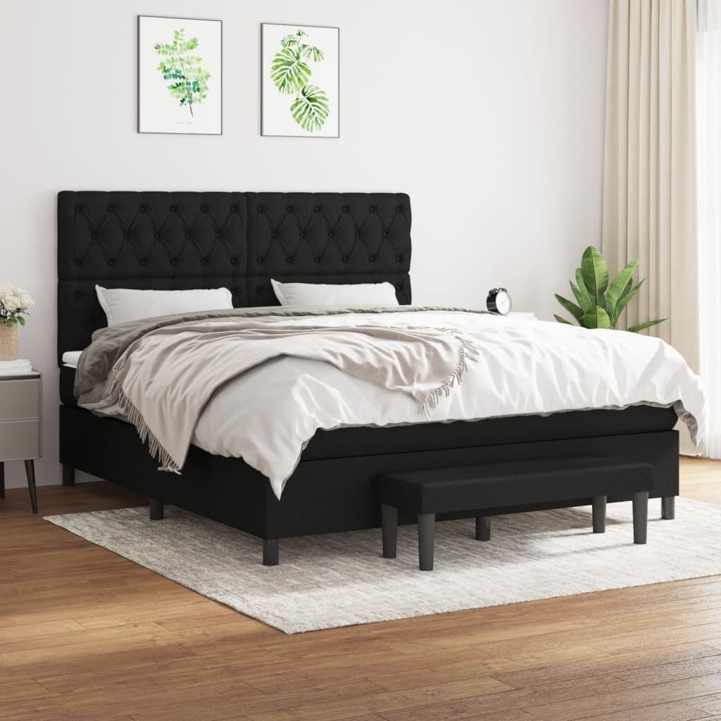 Maison Exclusive - Boxspringbett mit Matratze Schwarz 160x200 cm Stoff