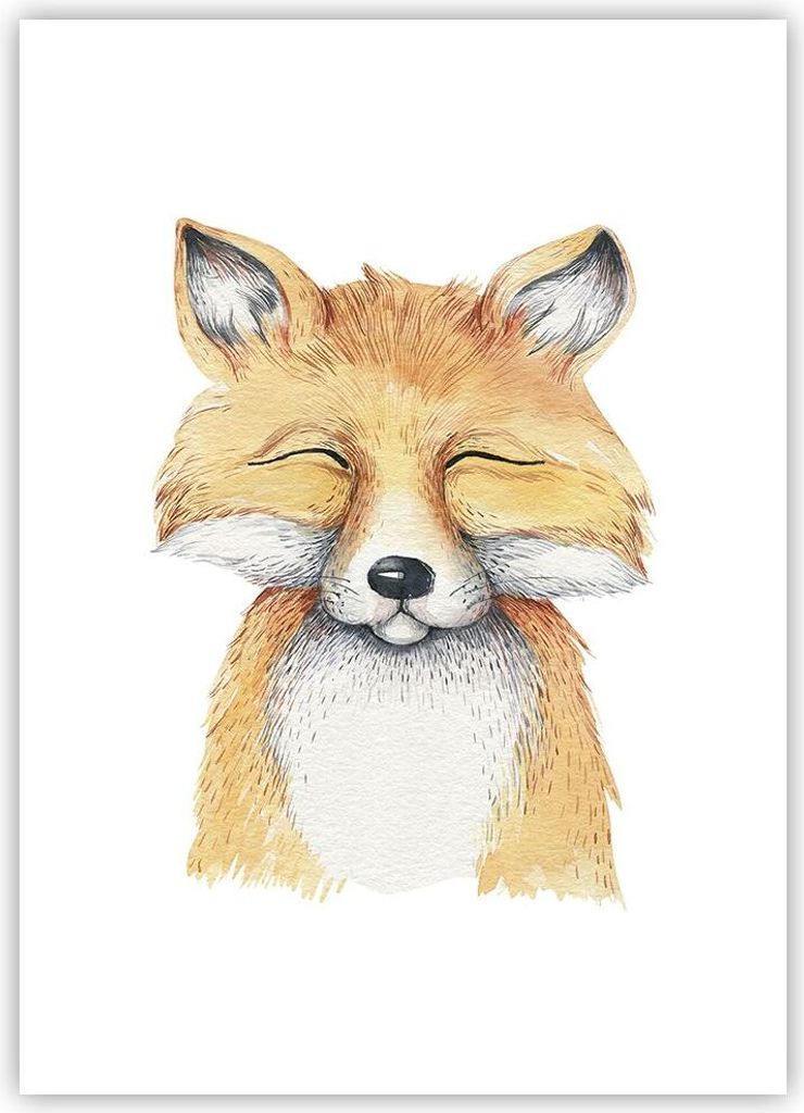 Poster - Poster ohne Rahmen - Cartoon Fuchs Kind - 50x70 cm - Wand Bild - Wanddeko - Wandbilder - Kunstposter - Wandposter - Bilder - Kunstdruck - ...