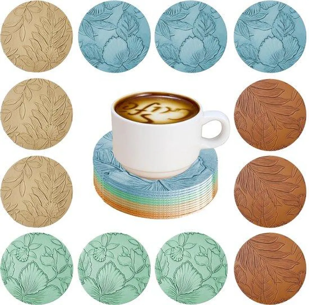 Sous-verres pour table basse aspect cuir vert-bleu protection chic