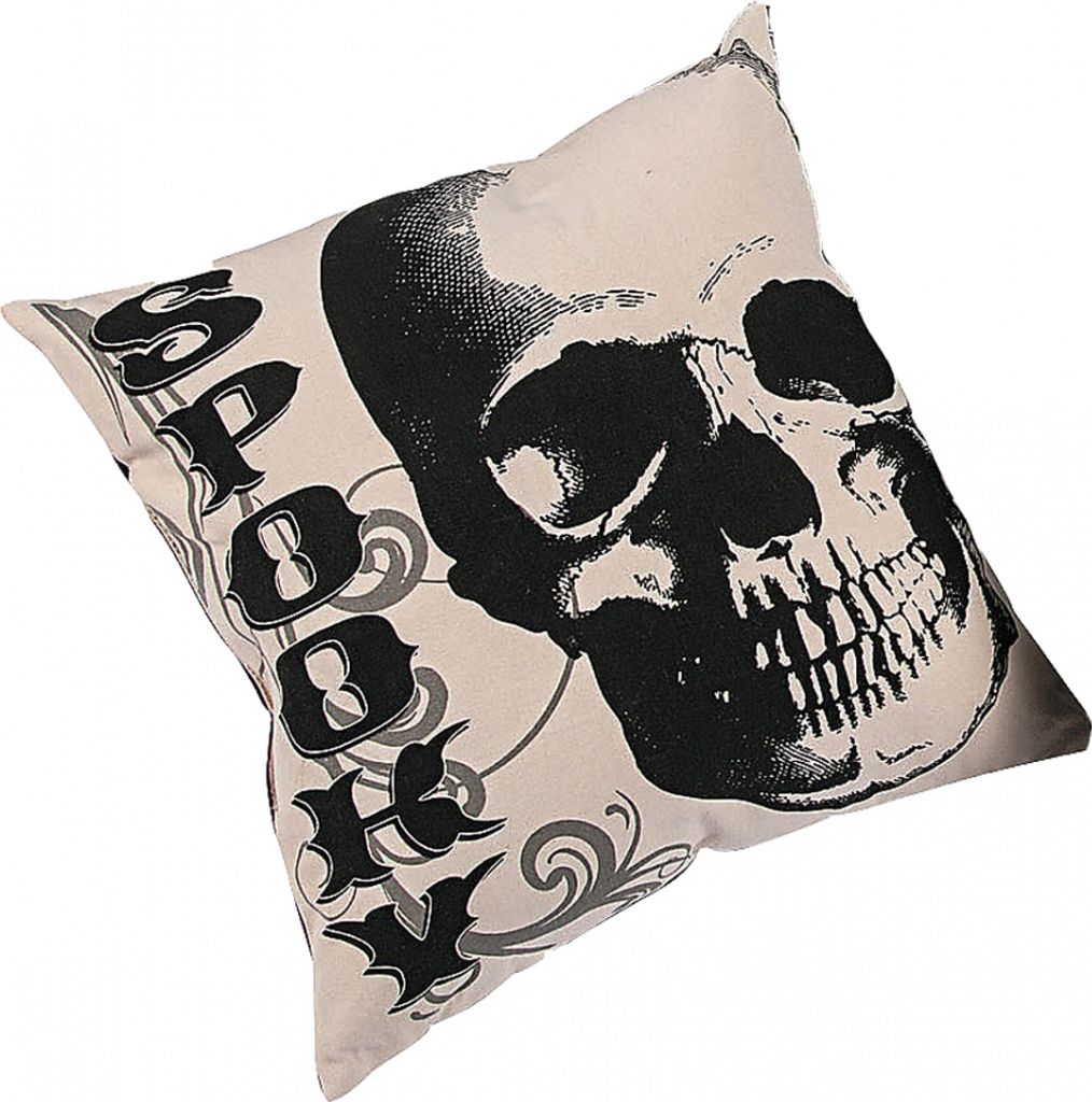Halloween Kissen mit Totenkopf im Vintage Look Produktbild 