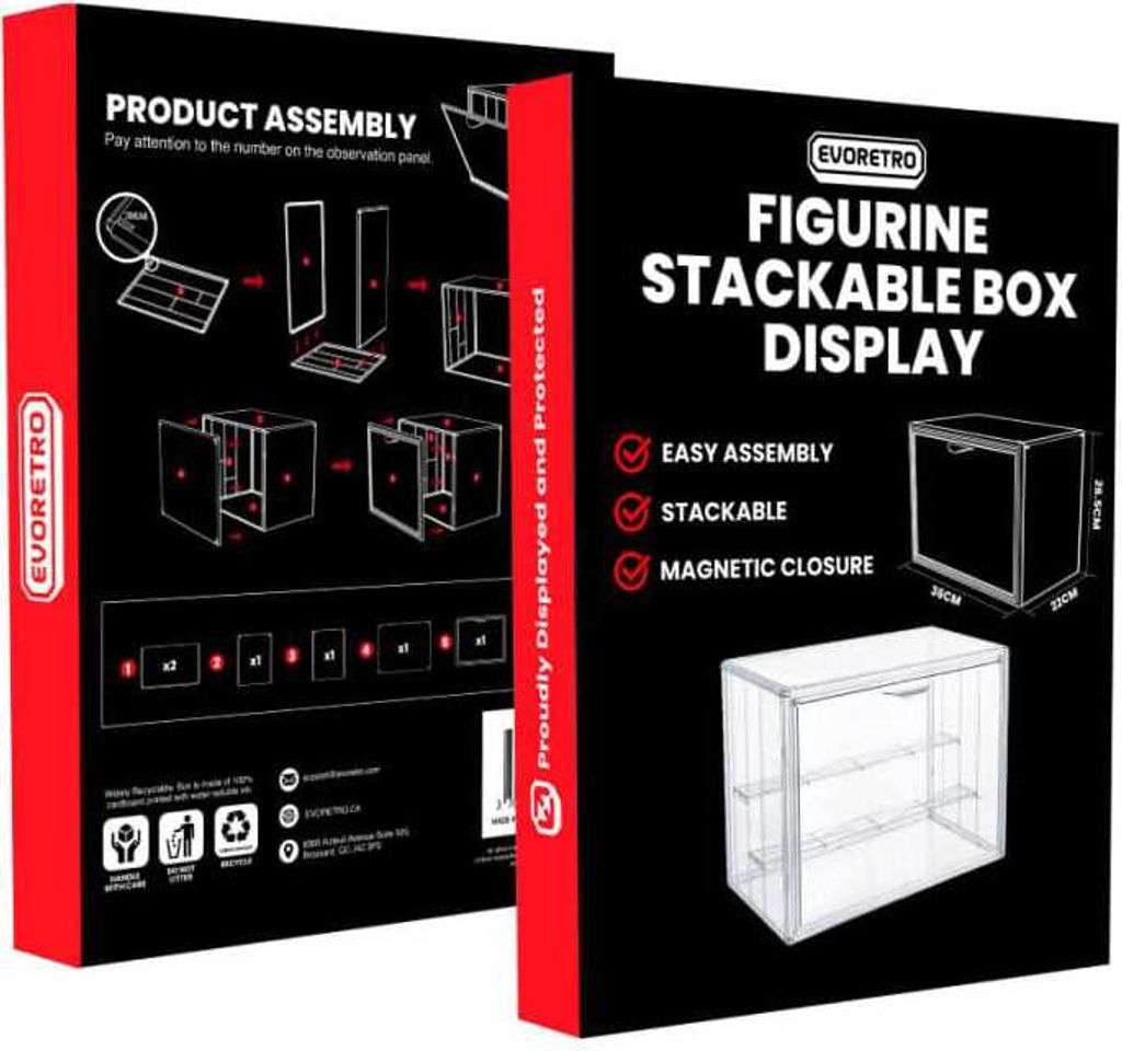 Evoretro Box Display Case für Figuren Stapelbar