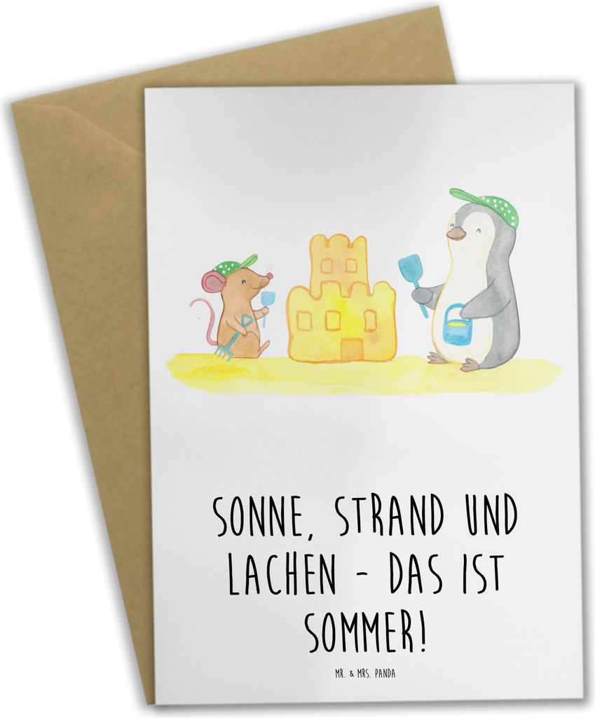 Mr. & Mrs. Panda Grußkarte Sommerfreude - Weiß - Geschenk, osterkarte, Natur, Sommerferien, Strand, einladungskarten, Frühling, Grußkarten, Sum...