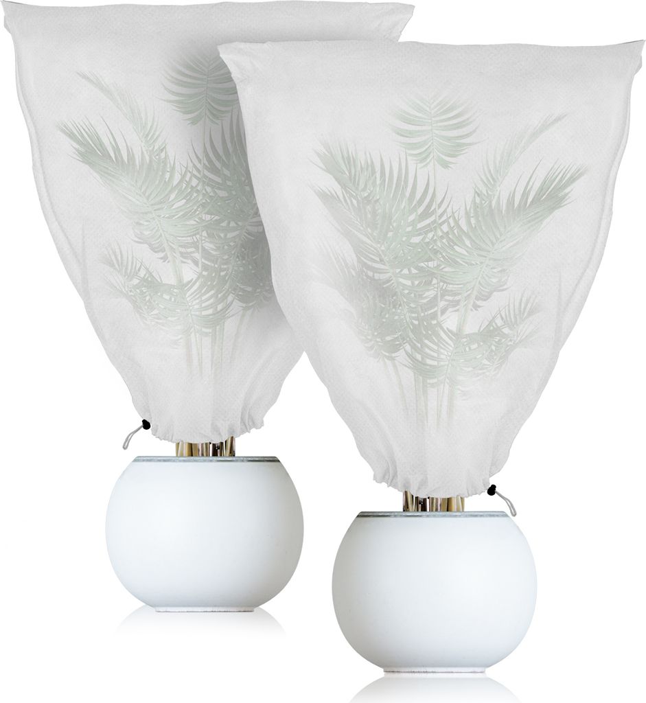 BigDean 2er Set Winterschutz Kübelpflanzensack 110 x 150 cm Pflanzenschutzsack Wintervlies Schutzhaube Vlieshaube für Pflanzen Winterabdeckung extra