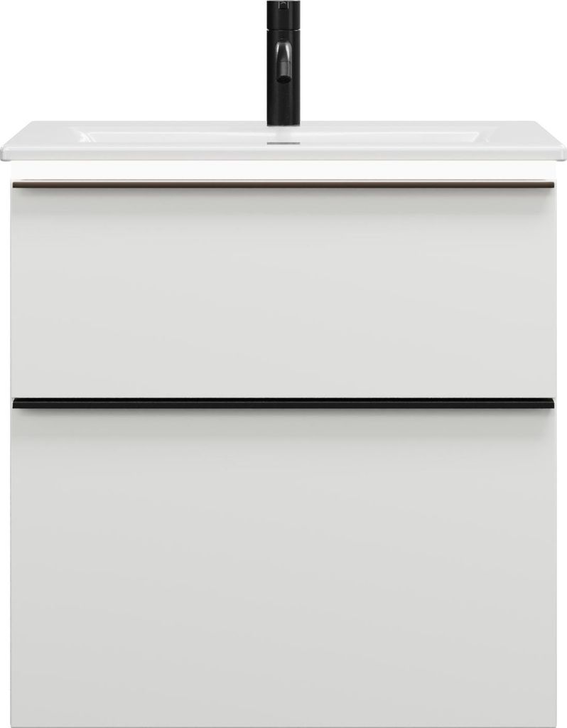 burgbad Eqio Slim Keramik-Waschtisch inklusive Waschtischunterschrank mit LED-Beleuchtung, 620x490x640mm, SHBU062F2009C0001G0252