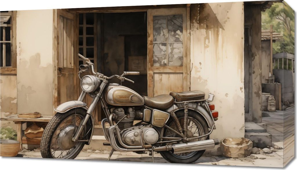 Bild 70x40cm Motorrad Einsame Flucht