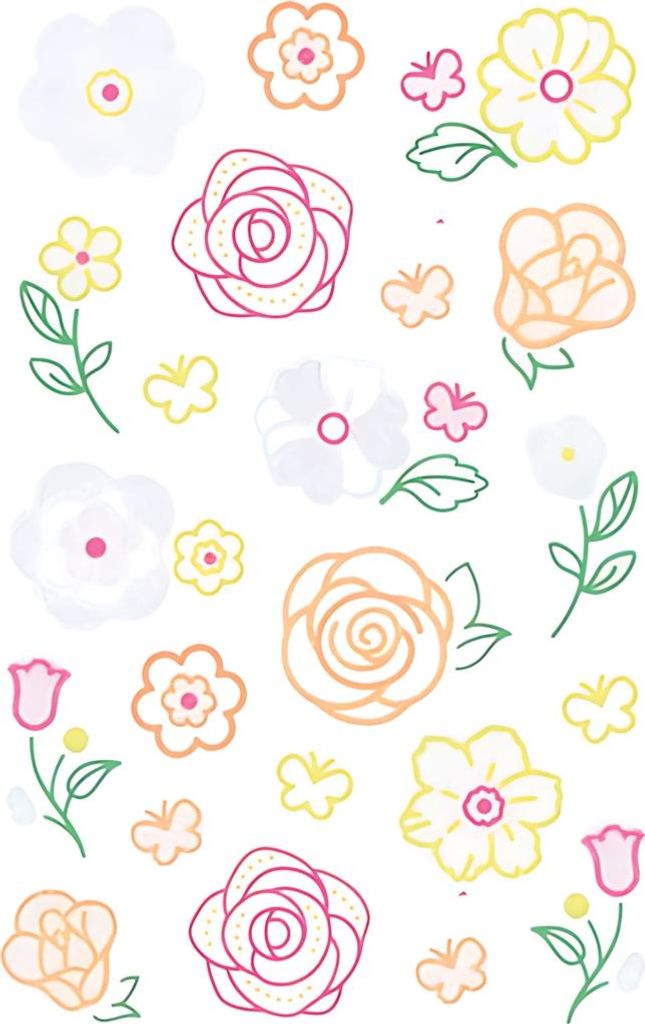Sticker Neon Colourful Line Flowers, 1 Bogen, Rössler